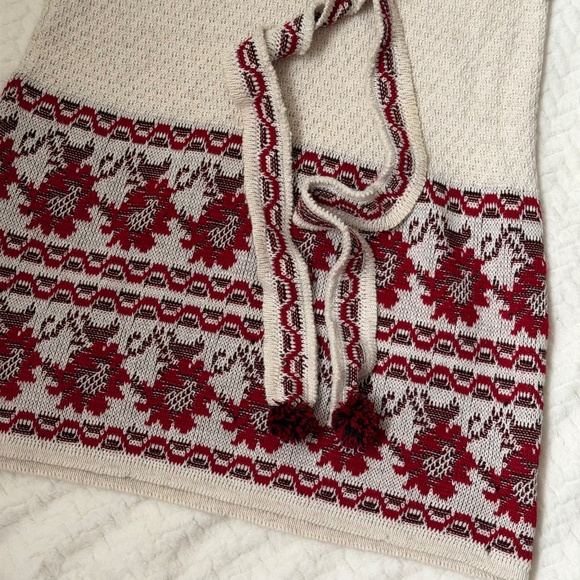 Boho Knit Hooded Tunic XS S Nordic Fair Isle Sweater Dress - Picture 4 of 7